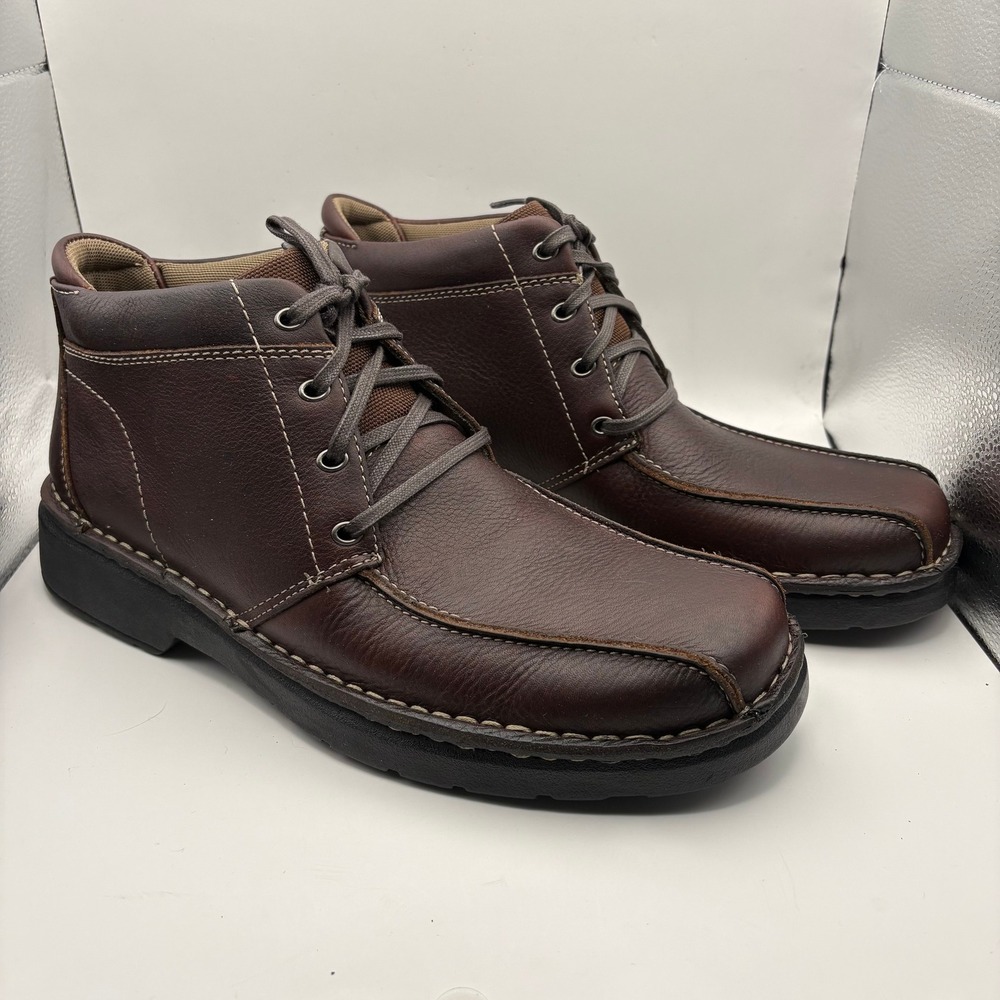 Clarks Gerrard Mens 10M Dark Brown Leather Moc Toe Chukka Boots 72183